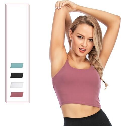 Push Up Sports Top Gym Women Yoga Top For Fitness Cross Strap Womens Gsleeveless Gym Running Top Padded Tank Athletic Vest
