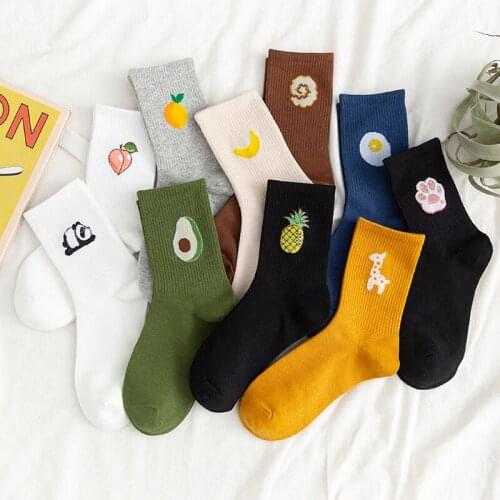 Unisex Funny Fruit Socks korean style Men Women Harajuku Colorful Cute Mid Crew Socks 100 Cotton Kawaii Sock Meias