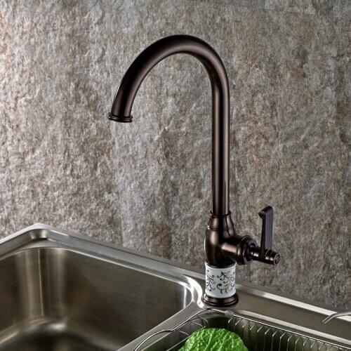 Vidric Oil Rubbed Kitchen faucet Copper for cold and hot water tap Sink faucet Vegetable washing basin 360 rotate