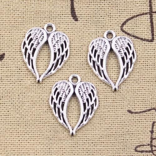 15pcs Charms Heart Angel Wings 21x17mm Antique Silver Color Pendants Making DIY Handmade Tibetan Finding Jewelry