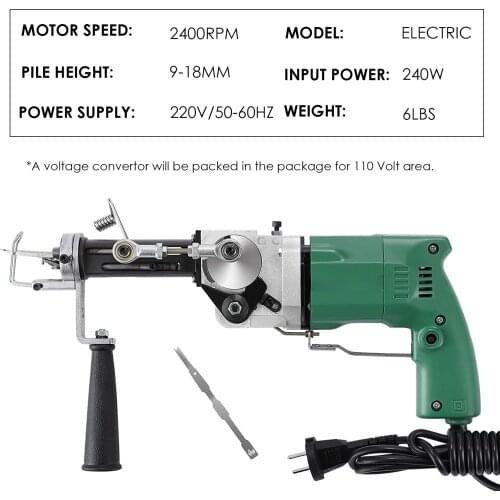 2400RPM 2 in1 Electric Manual Cut/Loop Pile Carpet Weaving Flocking 220V Adjustable Rug Carpet Tufting Gun Machine EU Plug 2021