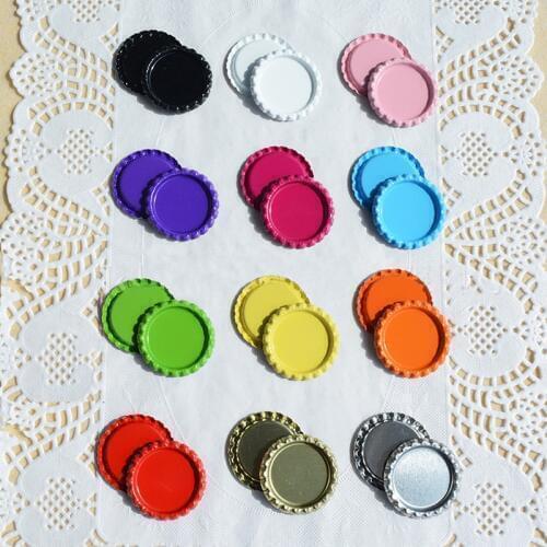 25pcs Colored Round Flattened Bottle Flat Bottlecaps Sewing supplies For DIY Hairbow Crafts 25mm Necklace Jewelry Accessories