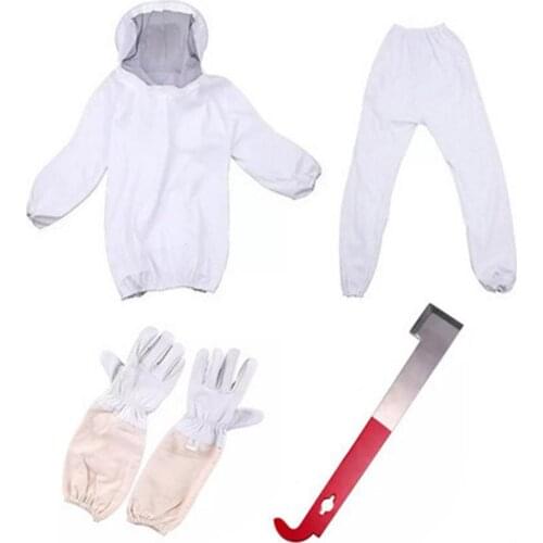 4PC Beekeeping Tools Protection Coat /long Pants/Gloves Honeycomb Tool Garden Yard Split Anti-bee Clothing Beekeeping Suit