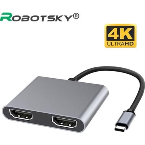 4K HD Type C to Dual HDMI-Compatible Hub Converter Type-C Dock Station Hub 4K 5Gbps Transmitter Adapter For Macbook Laptops TV