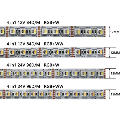 5M 60 LED/M 96LEDs/m RGBW RGBWW RGBNW 4IN1 LED Strip 5050 RGB+White RGB+Warm White LED Flexible Tape DC12V DC24V