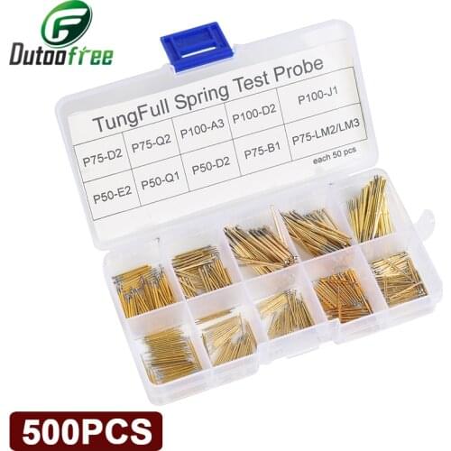 500pcs/lot 10style each 50pcs P50-P100 Spring Test Probes Pogo Pin Fast Shipping