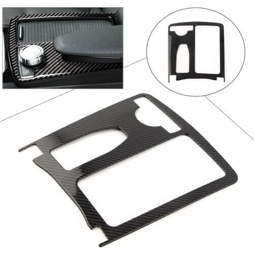 Car Carbon Fiber Styling Armrest Cup Holder Panel Cover For Mercedes Benz C-Class C180 C200 W204 2008 2009 2010 2011 2012 2013