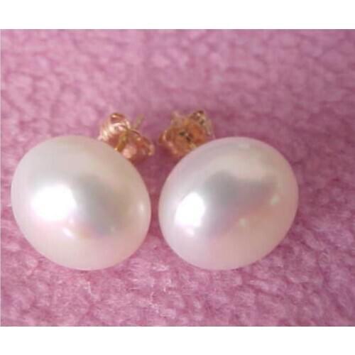 Free shipiing Huge AAA South Sea Natural Baroque Pearl Earrings 14K/20 YELLOW GOLD