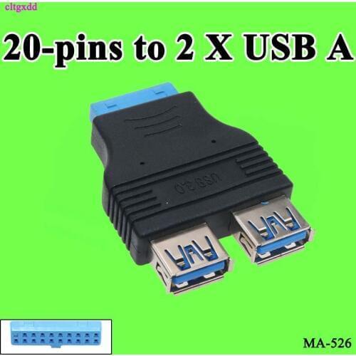 Cltgxdd Dual Port USB 3.0 to Motherboard Mainboard Internal 20pin Header Adapter,20-pins to 2 X USB A Female