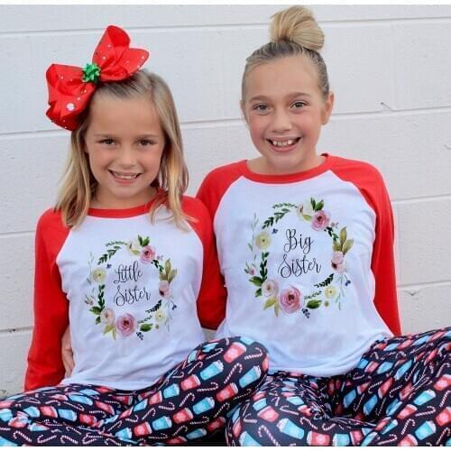 Little Sister Big Sister Design Children Funny Autumn T Shirt Baby Girls Harajuku White Ralgan T-shirt Kids Graphic Clothes