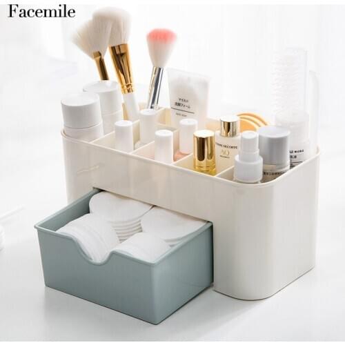 Facemile Desktop Storage Drawer Cosmetic Organizer Office Storage Box Makeup Brush Case Container Display