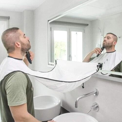 Male Bathroom Apron Beard Shaving And Hair Cutting Apron Attach To Mirror Beard Storage Household Cleaning Shaver Beard Collect