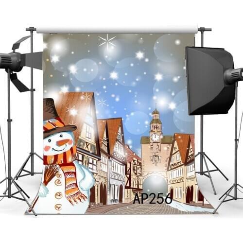 Photography Backdrops Bokeh Halos Glitter Sequin Starry Cartoon Big Ben European Building Snowman Scene Background