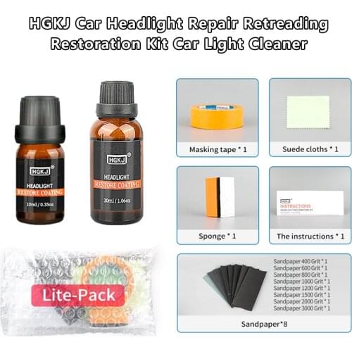 HGKJ Car Headlight Repair Retreading Restoration Kit Car Light Cleaner Car Exterior Accessories