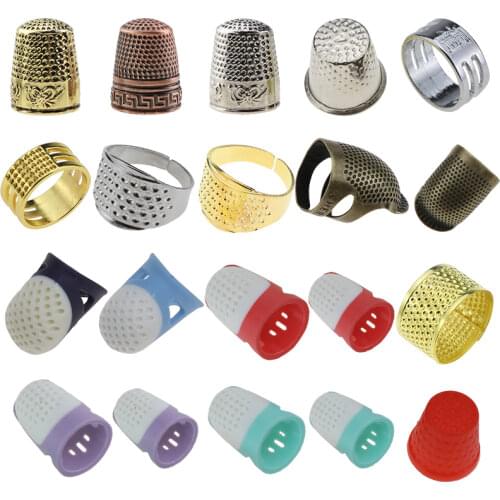 YOKOYAMA 3PCS Ring Type Knitting Tools Finger Wear Thimble Yarn Guides Stainless Steel Needle Thimble Sewing Grip Metal Shield