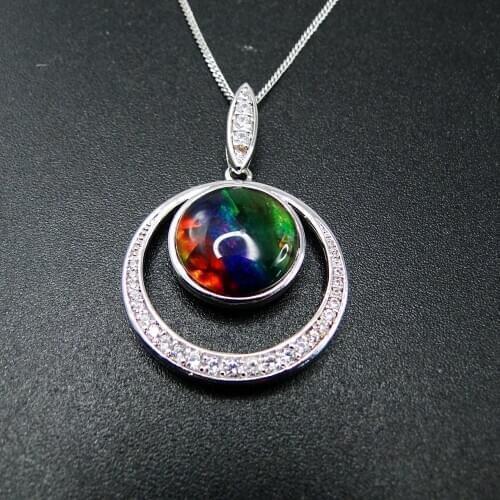 Hot Selling 925 Sterling Silver Ammolite Drop Pendant 925 Sterling Silver Natural Multi Color MOP Fish Pendant Necklace For Gift