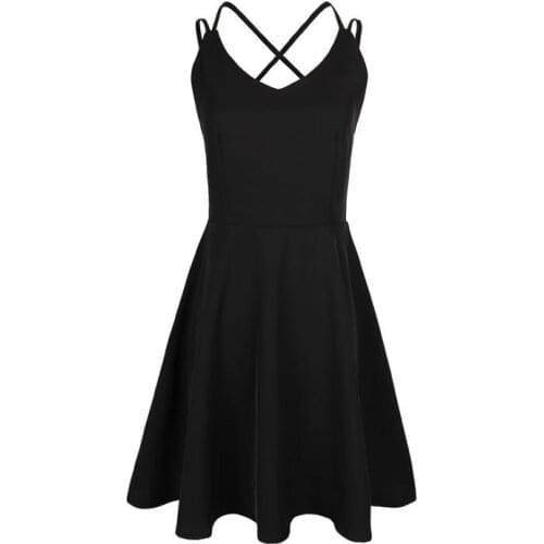 Halter Straps Little Black Skirt Hepburn Style Black Beach Skirt Short Skirt Seaside Travel Vacation Sexy Dress Female Summer