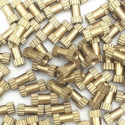 100pcs M3 Copper Inserts Brass Double Pass Knurl Nut Embedded Fastener