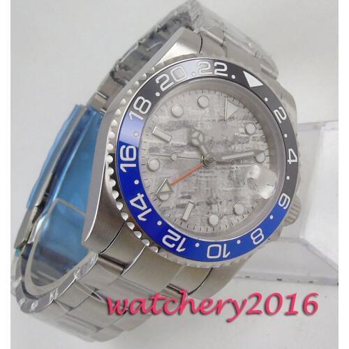 40mm Bliger Grey Sterile Dial Ceramic Bezel Sapphire Glass GMT Date Automatic Movement Mens watch