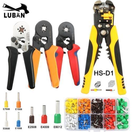 Crimping stripping cutting pliers kit 10S/6-4/6-6 with tubular terminals 260pcs/box electrical crimping tool clamp set HSC8