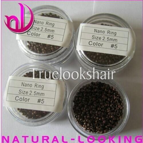 1000pcs / bottle #5color NANO beads, micro links, 2.5mm nano micro rings for nano tip hair extensions