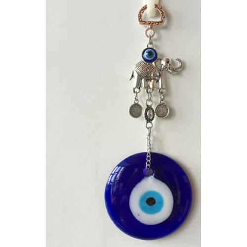 Wall Hanging Turkish Elephant Blue Evil Eye Amulet Glass Charm Home Decor