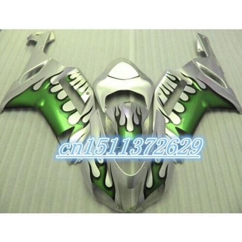 Dor-bodywork kit for Kawasaki Ninja fairings 636 ZX6R 2007 2008 silver green fairing kit ZX-6R 07 08 D