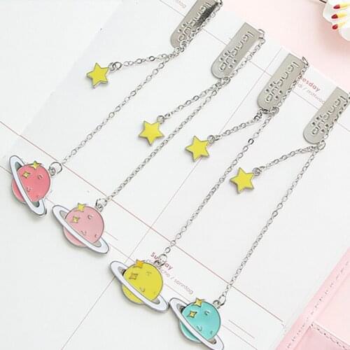 1pcs Metallic Cloud Planet Pendant Bookmarks Page Cute Creative Pendant Pendant Student Gift Stationery Zinc Alloy