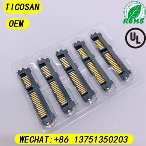 10PCS TICOSAN SATA connector male 7P+15P 22Pin Connector socket 180° H2.2mm for SSD SATA hard disk interface 22pin PCB board