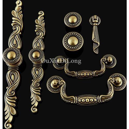 20PCS Retro Furniture Handles European Antique Style Cupboard Drawer Dresser Wardrobe Kitchen Cabinet Door Pull Handles Knobs
