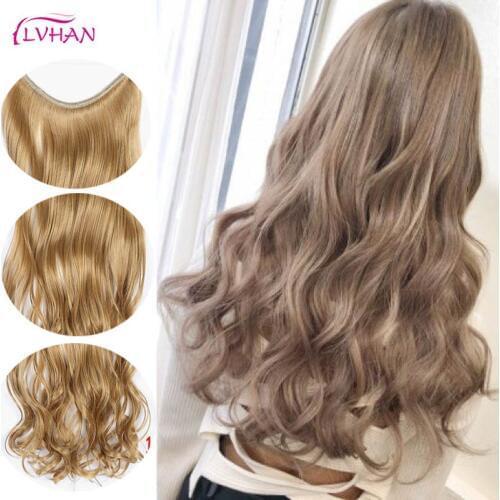 LVHAN Synthetic natural headwear Invisible silk hairpin False hair of fishing line Long curly hair Long straight hair