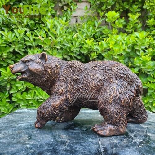 Modern Art Bronze Bear Sculpture Wildlife Animal Bronze Statue Walking Bear Bronze Crafts For Home Hotel Decoration Ornament