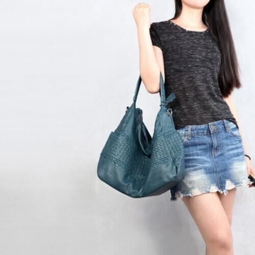 Brand Luxury Real Leather Fashion Handmade Retro Weaving Shoulder Bag Women High Quality Handbag Female Large Capacity Lady Bag