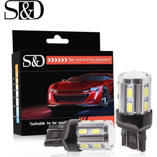 2pcs 7443 7440 Car LED bulbs 12 SMD 5730 W21/5W 5W High power Led Chip lamp Bulbs car light source parking Yellow white red
