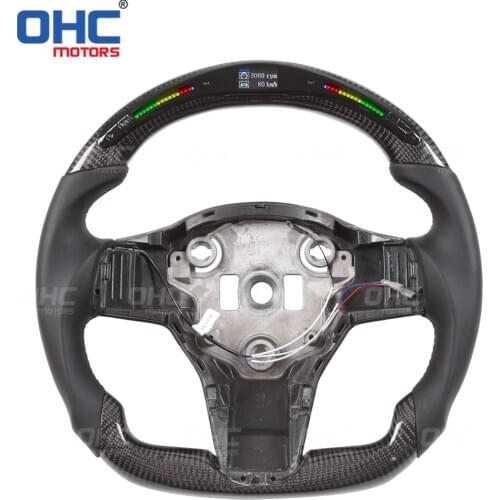 Carbon Fiber LED Steering Wheel compatible for Tesla Model 3