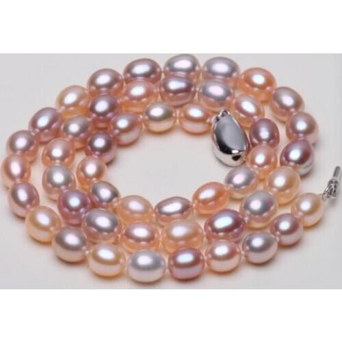 GORGEOUS 9-10MM SOUTH SEA MULTICOLOR PEARL NECKLACE 18INCH 925S KKK
