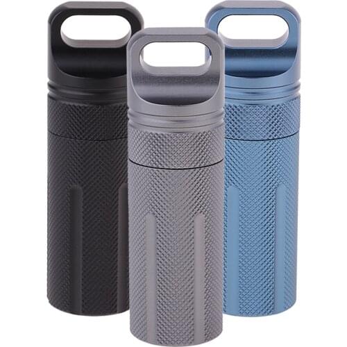 Outdoor Survival Waterproof Pill Holder Bottle Drug Capsule Dry Box Keychain