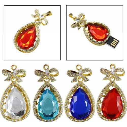 Real Capacity Jewelry Drop Crystal Rhinestone USB Flash Drive USB 2.0 USB Memory Drive Stick Flash Drive Memory USB Drive