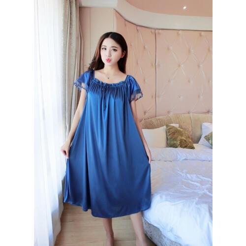 Lady Summer Plus Size 5XL New Sexy Silk Nightgowns Women Casual Chemise Nightie Nightwear Lingerie Nightdress Sleepwear Dress