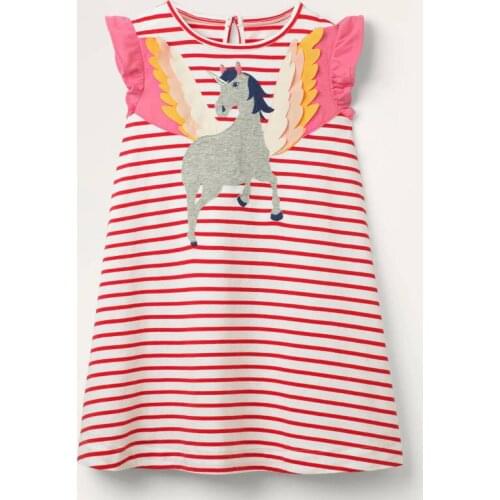 100% Combed Cotton Short Sleeve Unicorn Children Infant Kids Princess Dress Baby Girl Clothes Summer One-piece Dresses for Girls