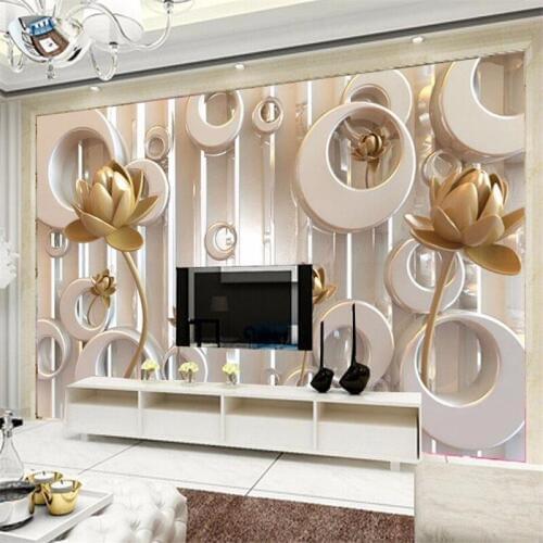 Custom wallpaper 3d gold rose wall murals landscape 3D wallpaper living room home decoration wallpaper for walls 3 d