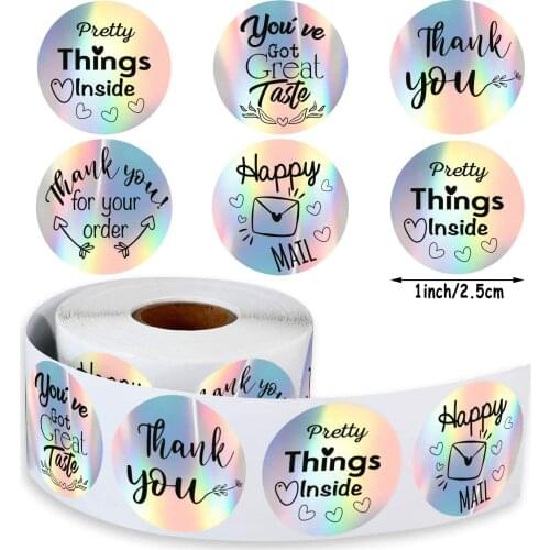 500Pcs 6 Designs Laser Thank You For Your order Stickers Business Your Order Pretty Things Great Taste Package Decor Seal Labels