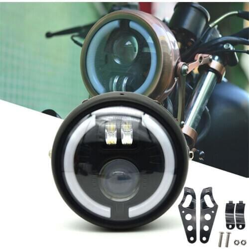 6.5 inch Round Motorcycle cafe racer headlight Round Head Lamp LED For sportster bobber chopper motorcycle street glide