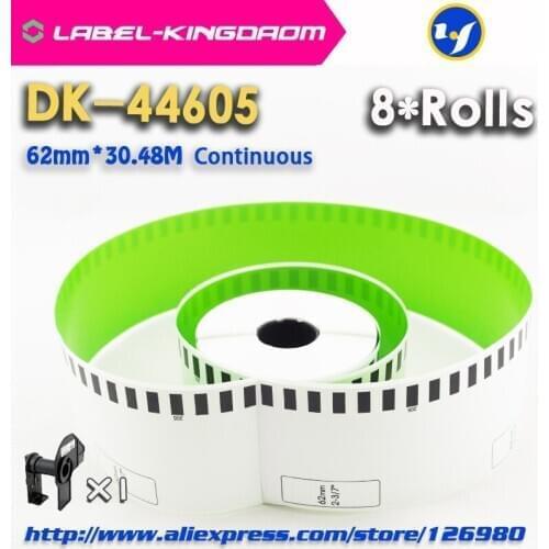 8 Refill Rolls Compatible DK-44605 Label 62mm*30.48M Continuous Compatible for Brother Label Printer Green Paper DK44605 DK-4605