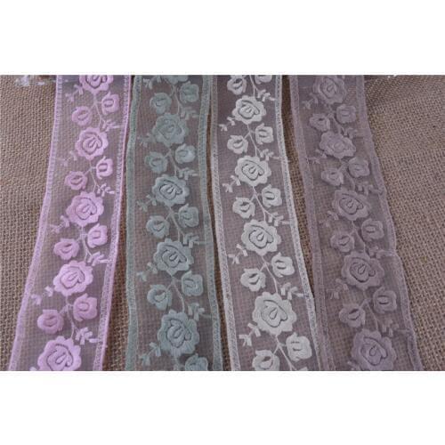 9yards delicate embroidered flower tulle lace trim for DIY Five colors size:5.5CM