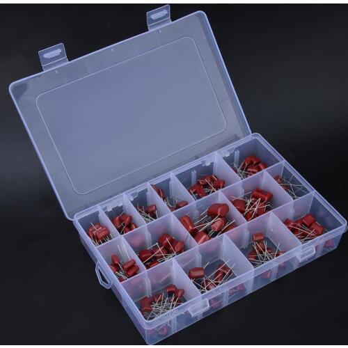 180PCS CBB Polypropylene Film Capacitor Assortment 10nf/0.01uf/400v-68nf/0.0068uf/630v Axial Outgoing Line