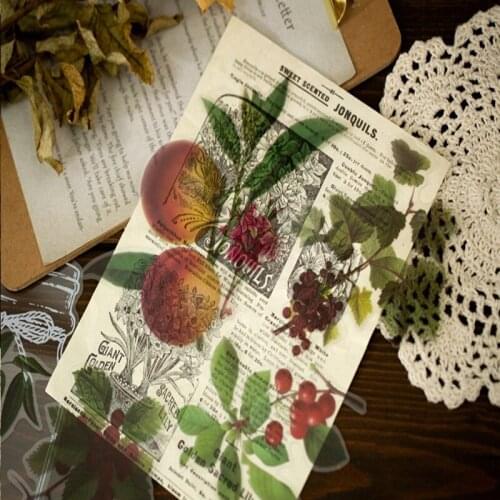 10pcs/pack Vintage Vellum Paper Big Flower Illustration Sticker DIY Scrapbooking Album Junk Journal Planner Decorative Stickers