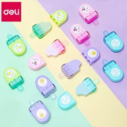 Deli Cute Candy Color Pencil Eraser 24Pcs Cartoon Ice Cream Eraser Kawaii School Supplies Novelty Kids Eraser Student Stationery