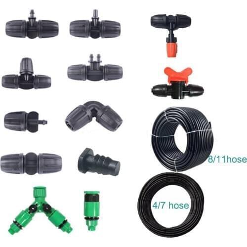 Garden Hose Connectors 8/11, 9/12mm Automatic Irrigation Tee joints Check Valve Elbow Reducing Connector Pipe Hose End Plug