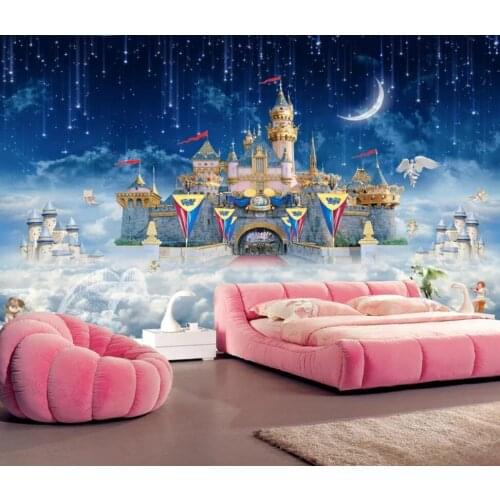Fantasy sky castle childrens room sci-fi starry background wall decoration wallpaper murals